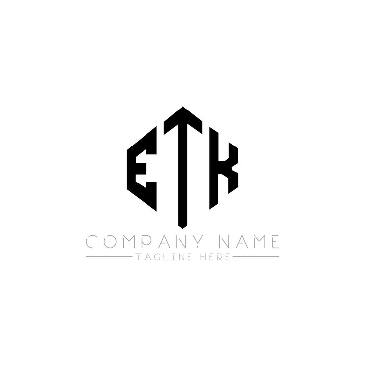 Vettore etk letter logo design con forma di poligono etk poligono e forma di cubo logo design etk esagono vettoriale modello di logo colori bianco e nero etk monogramma business e logo immobiliare