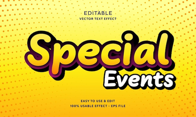 eventi speciali modificabili effetto testo vettoriale con stile moderno