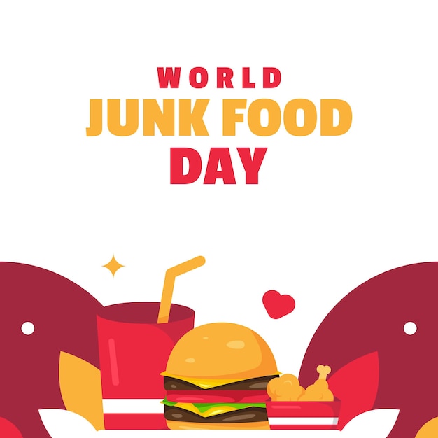 Evento Junk Food Day Flat Illustration