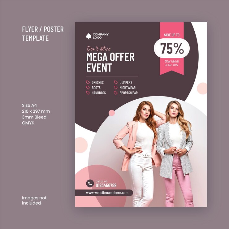 Evento mega offerta e modello di volantino di vendita