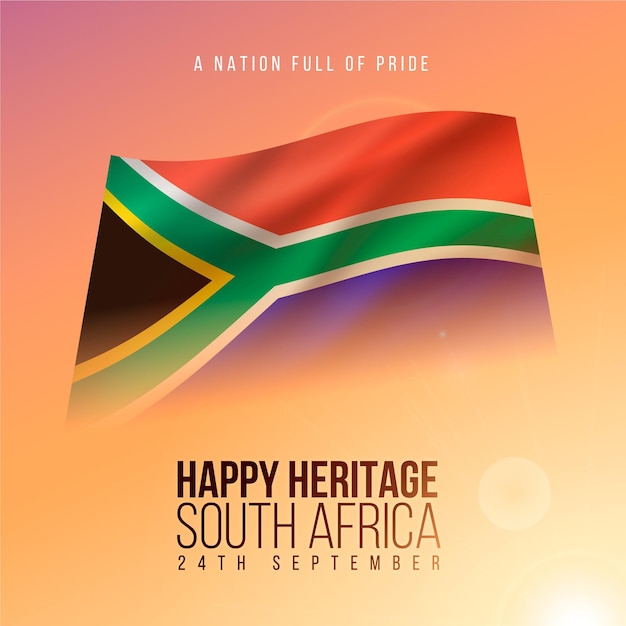 Evento realistico della giornata del patrimonio con bandiera del sud africa