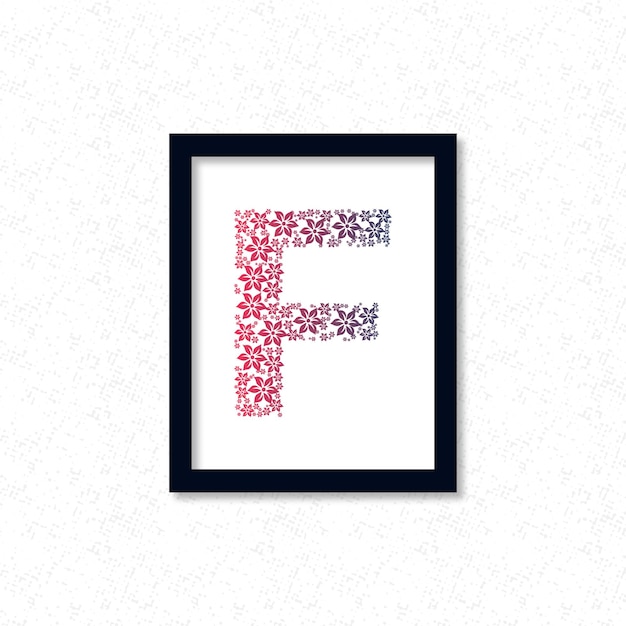 F Lettera Flower Design Con Cornice
