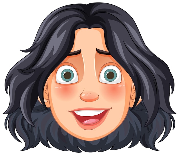 Faccia di cartone animato con un'espressione felice