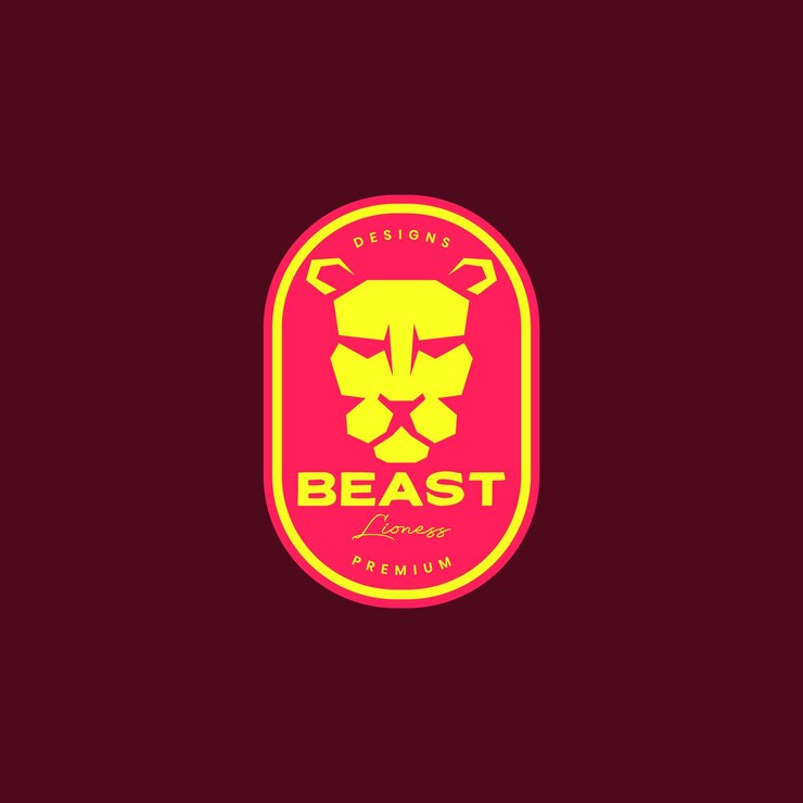 Vettore faccia spavento leone savana bestia carnivoro isolato distintivo colorato vintage logo design icona illustrazione vettoriale