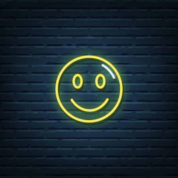 Faccina sorridente segno al neon Vector Elements