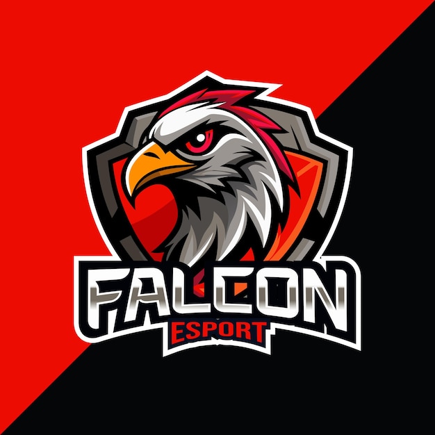 Falcon mascotte esport logo design con scudo
