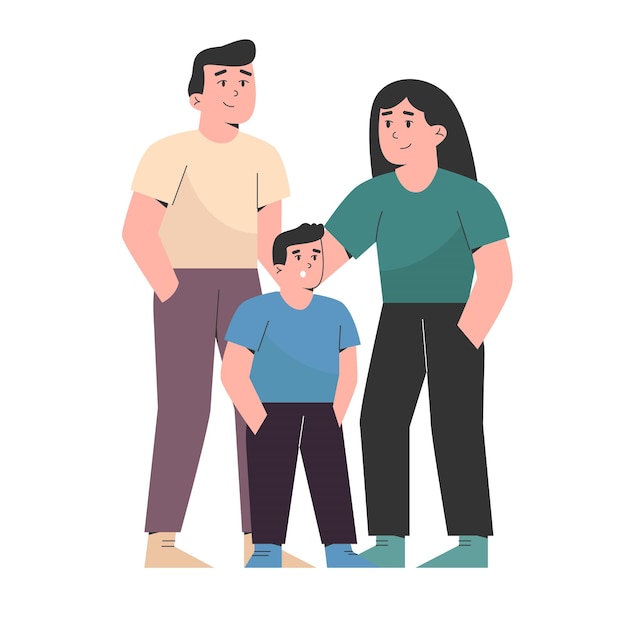 Famiglia felice in posa insieme