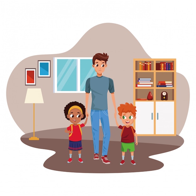 Famiglia padre single con figli