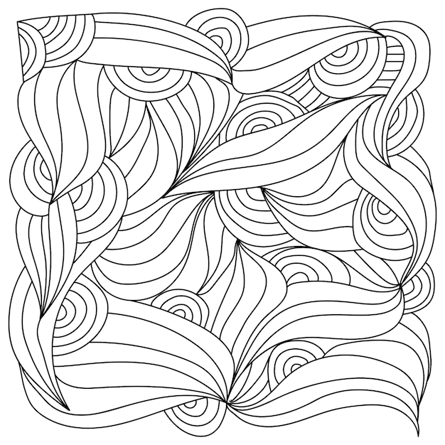 Fantasia contorno motivi ondulati doodle riccioli pagina da colorare