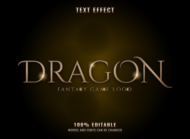 Fantasia d'oro 3d effetto testo drago medievale
