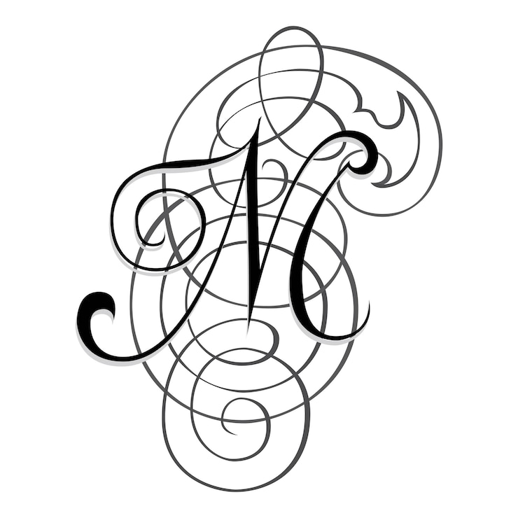 Vettore fantasia initial caps font capital letter m disegno vettoriale