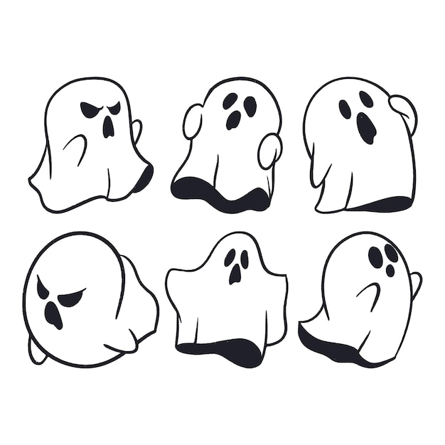 Fantasma bianco disegnato a mano in stile sporco di Halloween