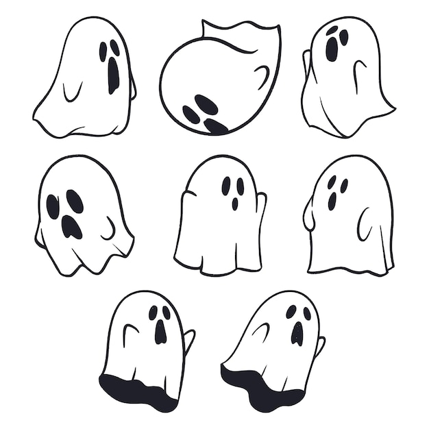 Fantasma bianco disegnato a mano in stile sporco di Halloween