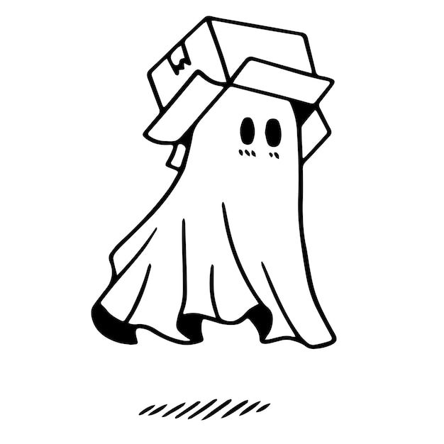 fantasma con una scatola in testa
