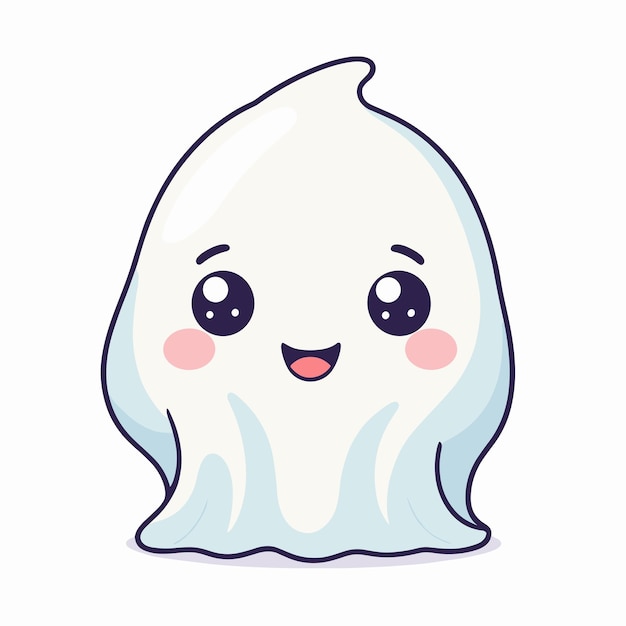 Fantasma di cartoni animati carino adorabile personaggio kawaii illustrazione vector design