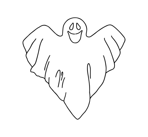 Fantasma divertente personaggio di halloween doodle cartone animato lineare libro da colorare