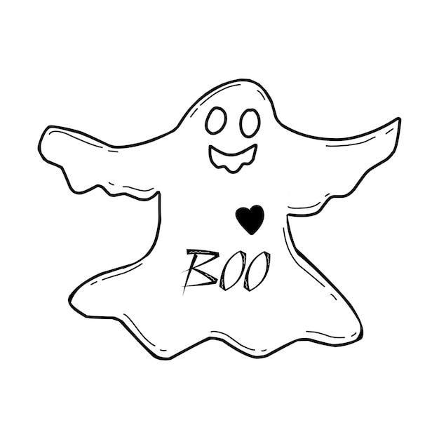Fantasma simpatico cartone animato in stile doodle Festa tradizionale di Halloween