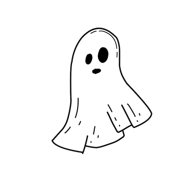 Fantasma simpatico cartone animato in stile doodle Festa tradizionale di Halloween