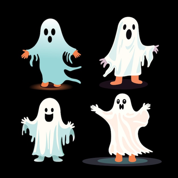 Fantasmi del fumetto di Halloween isolati su priorità bassa bianca