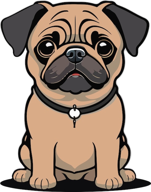 Fantastico e adorabile pug carlino cane vettore