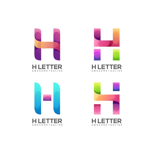 Fantastico logo set di gradiente colorato lettera h