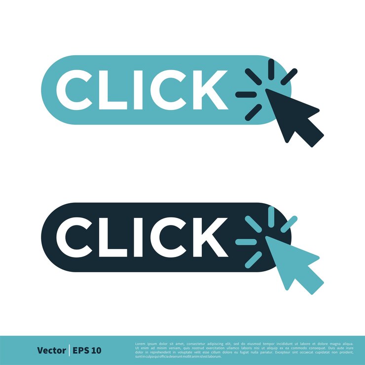 Vettore fare clic sul pulsante freccia icona modello logo vettoriale illustrazione disegno vettoriale eps 10