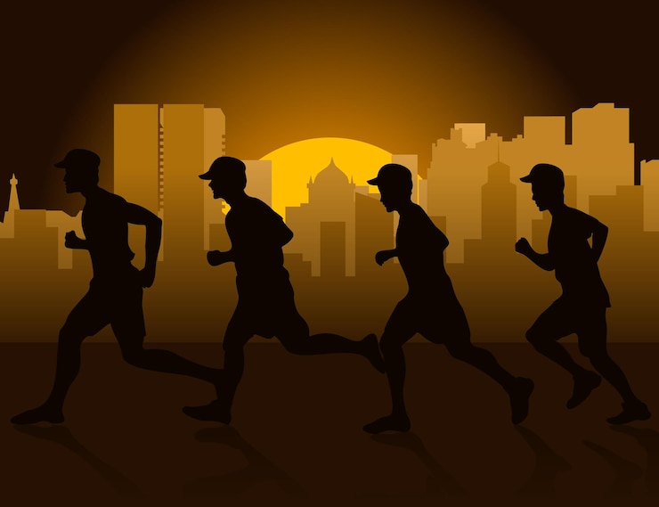 Vettore fare jogging in una città