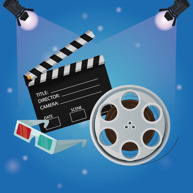 faretti con ciak film reel e glasess 3D