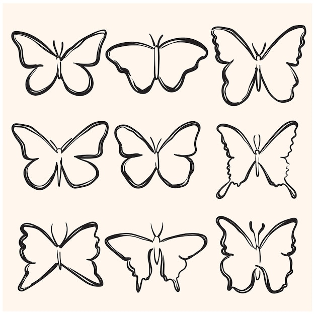 Farfalla animale doodle linea arte Design