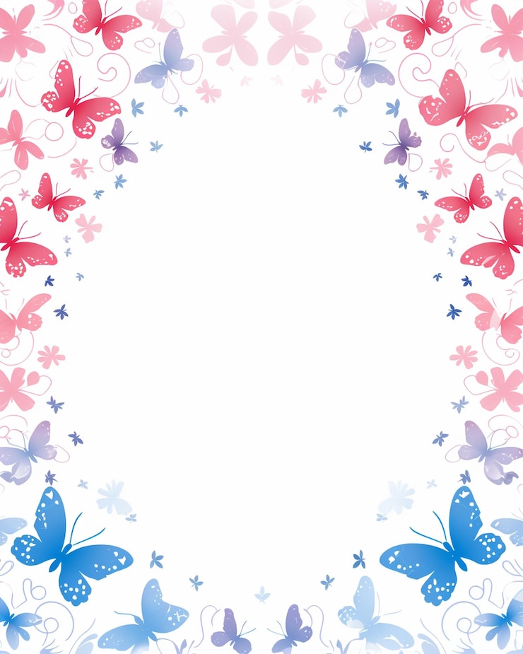 Vettore farfalle rosa e blu su sfondo vettoriale