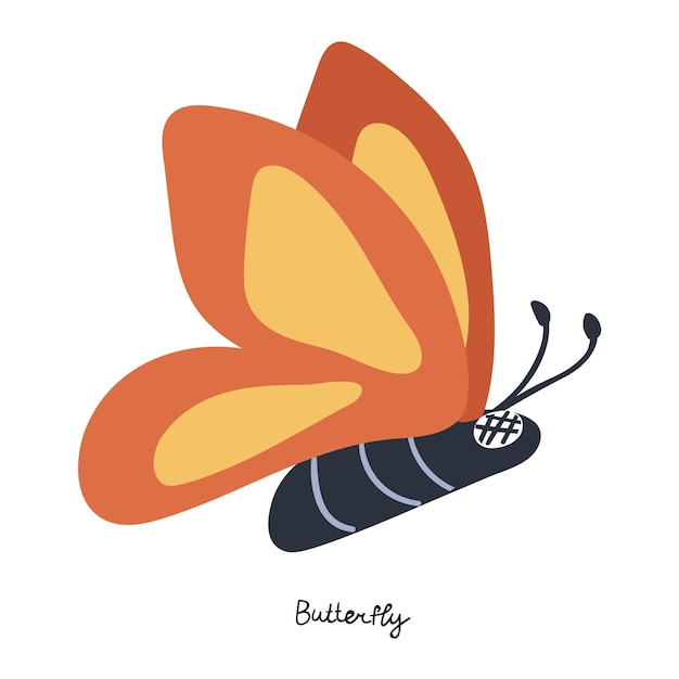 Farfallina carina. Illustrazione su sfondo bianco.