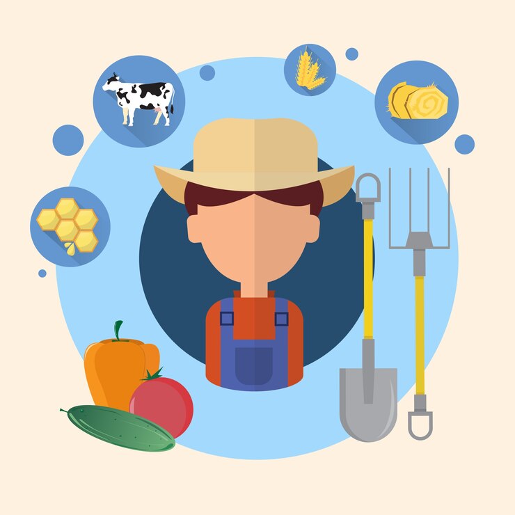 Vettore farmer man agriculture icon
