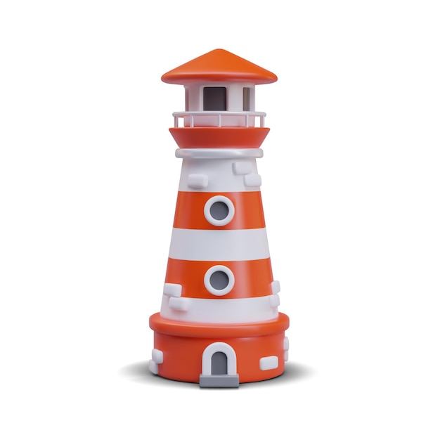 Faro su sfondo bianco Luce come guida per la nave