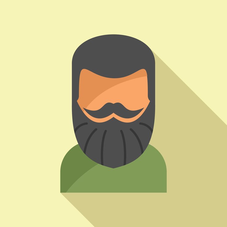 Vettore fashion adult beard icon flat vector elderly barber fashion