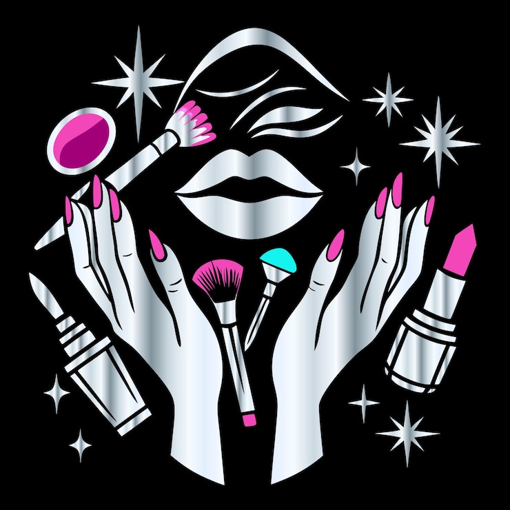Vettore fashionable beauty salon icon manicure lips eyebrows amp hair in vector per logo di lucidatura delle unghie