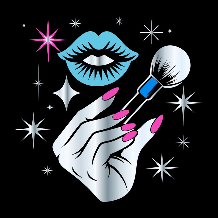 Vettore fashionable beauty salon icon manicure lips eyebrows amp hair in vector per logo di lucidatura delle unghie