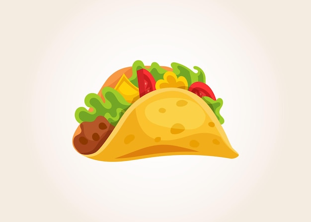 Fast food tradizionale dell'icona del fumetto di Taco