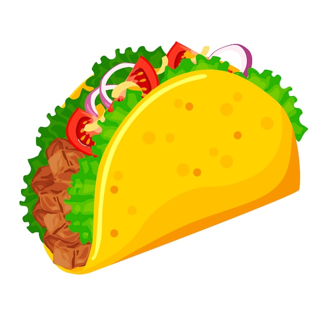 Fastfood messicano tradizionale Taco Messico cibo con tortilla incontrare foglie lattuga formaggio pomodoro