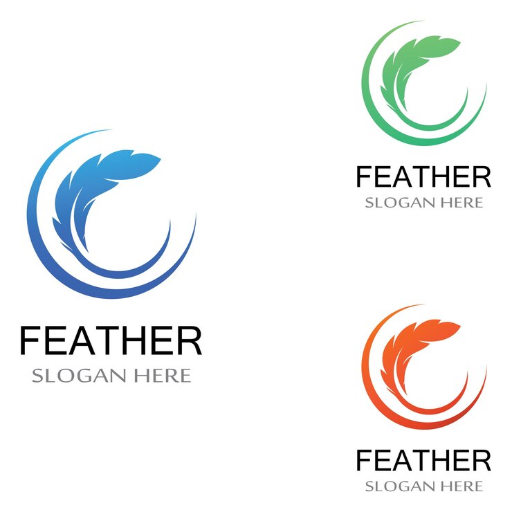 Vettore feather penna modello di logo
