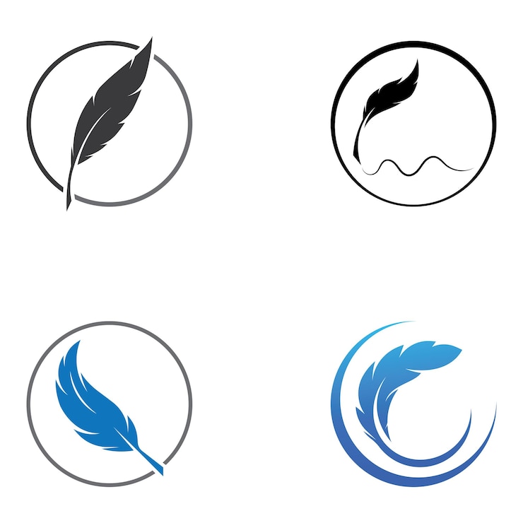 Vettore feather penna modello di logo