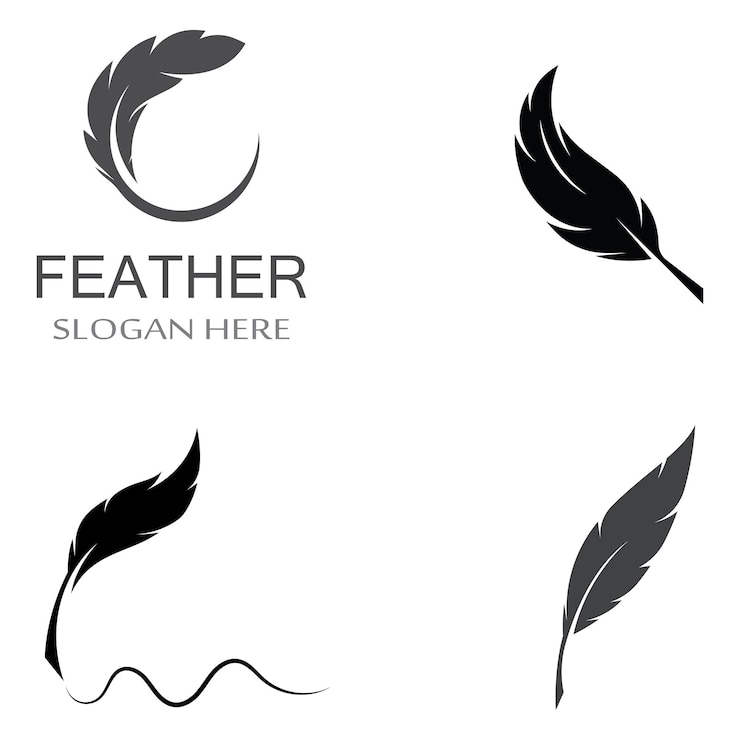 Vettore feather penna modello di logo