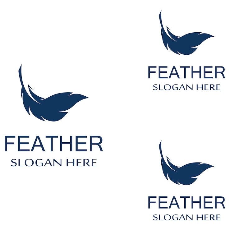Vettore feather penna modello di logo
