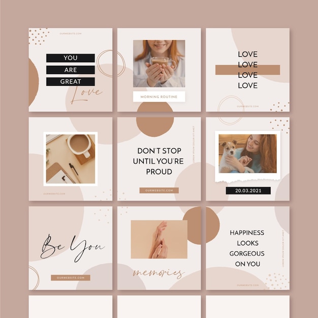 Feed di puzzle di Instagram in colori pastello