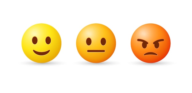 feedback 3d emoji livello di valutazione scala emoji sorriso felice neutro normale emoticon arrabbiato
