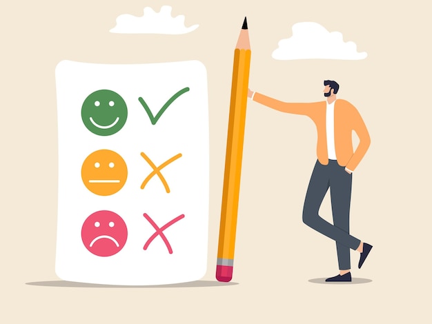 Feedback dei clienti con emoticon esperienza utente o soddisfazione del cliente