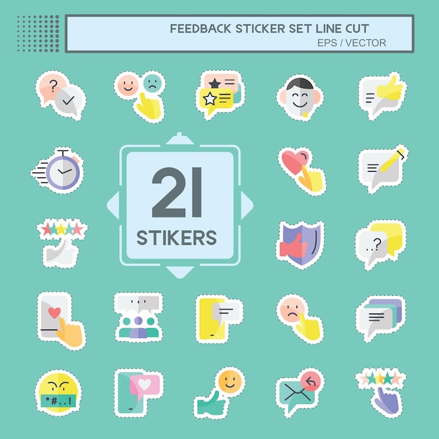 Feedback Sticker line cut Set adatto per Web Interface simbolo semplice design modificabile