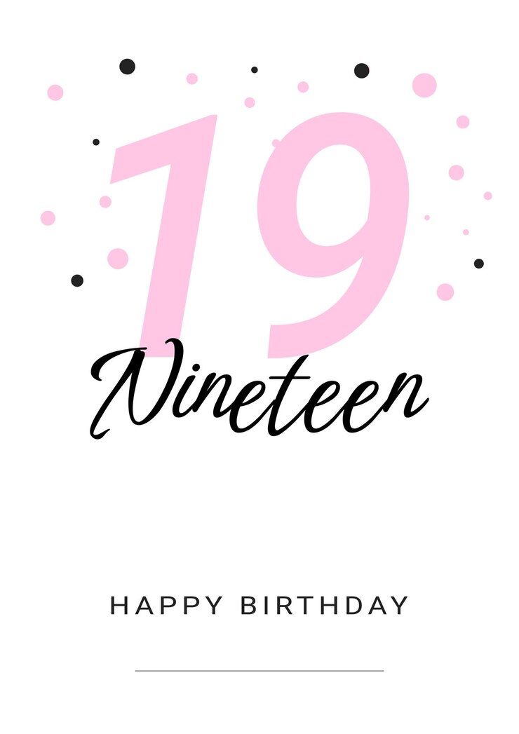 Vettore felice 19° compleanno design con un posto per il tuo nome