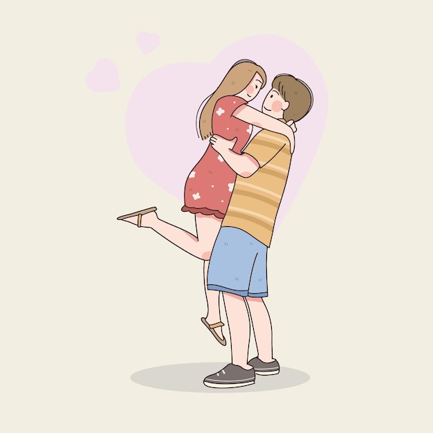 Felice amore coppia innamorarsi illustrazione San Valentino celebrazione