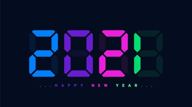 Felice anno nuovo 2021 stile orologio digitale