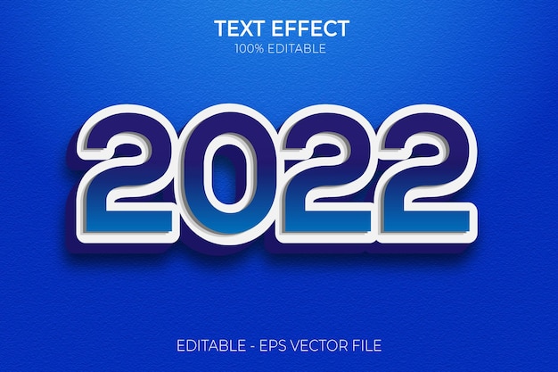 Felice anno nuovo 2022 3D effetto testo modificabile modello vettoriale premium in grassetto stile testo 3D
